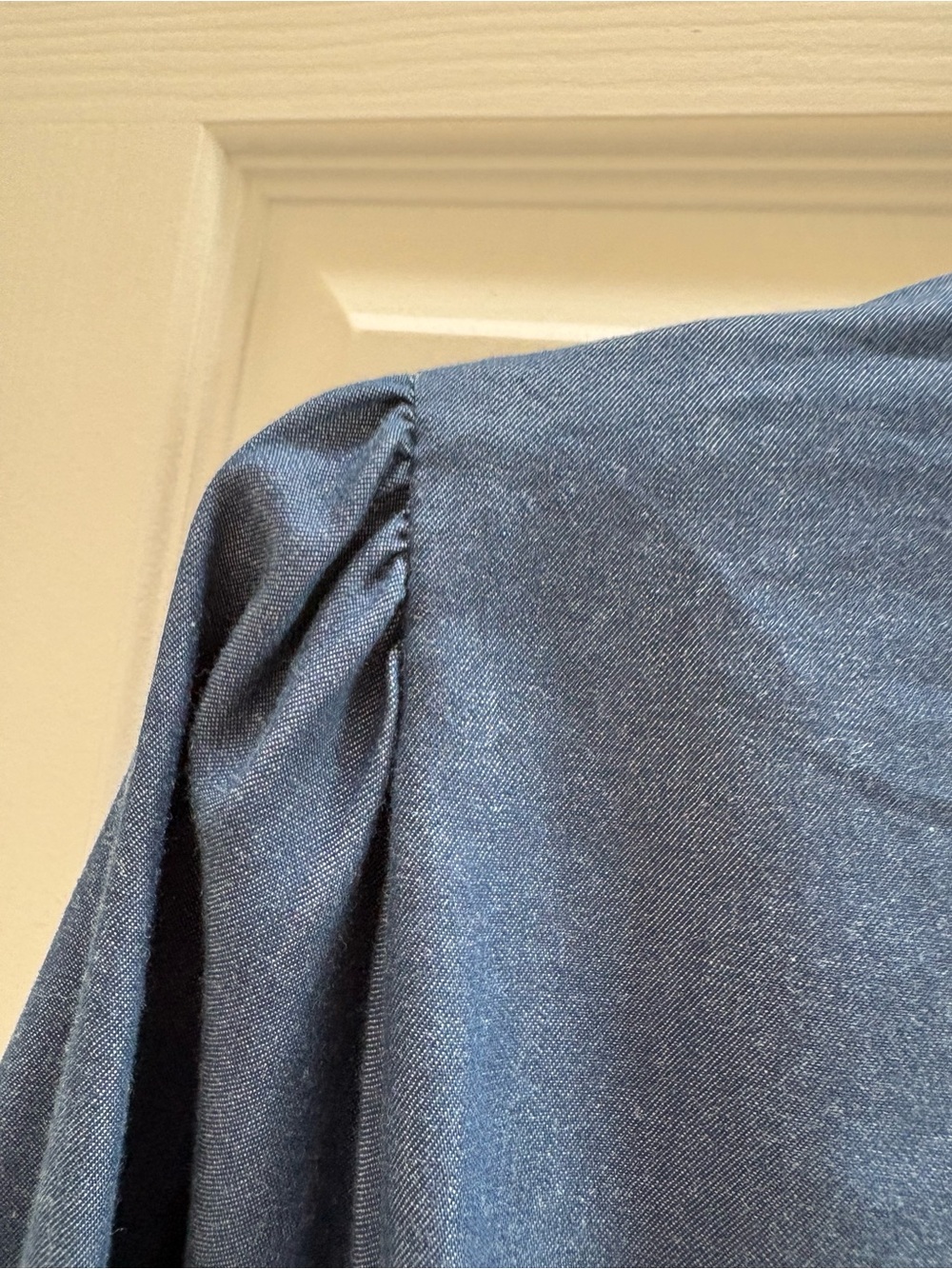 London Times Blue Denim Midi Shirt Dress with Waist Tie - Picture 5 of 9